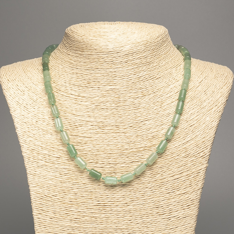 Colier din nefrit natural, piatră naturală, cilindric neted, diametrul 10x6 mm, lungime 50 cm