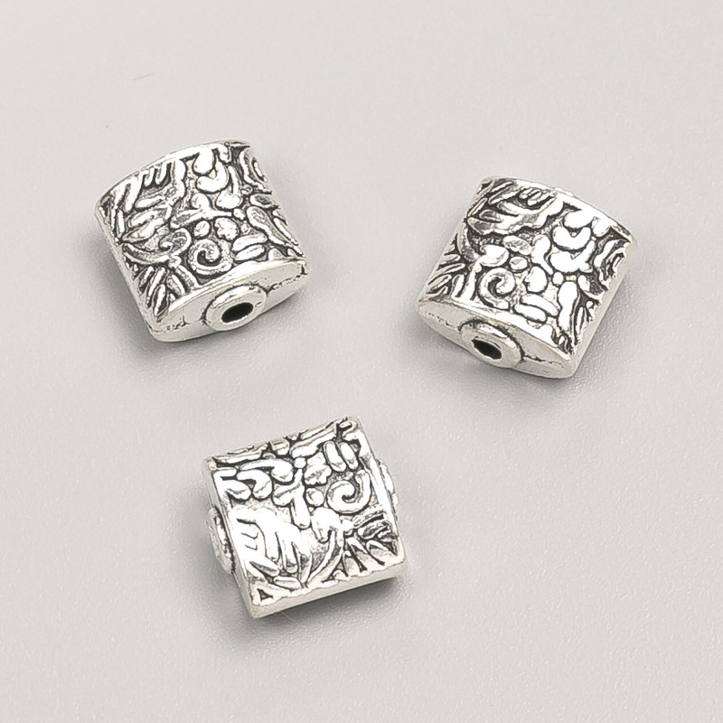 Furnitură mărgea-inserție, diametru 10×5 mm, ambalaj 20 g, 9 buc. ±, culoare metalică: argintiu