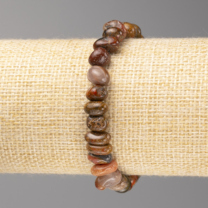 Brățară din piatră jasper asortat, fațetată, diametrul 8x10 mm +/- pe elastic, lungimea 18 cm+