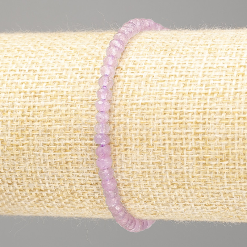 Brățară cu ametist sintetic, mov deschis semi-transparent, rondelle fațetate, diametrul 4×3 mm, lungime 18 cm (elastic)