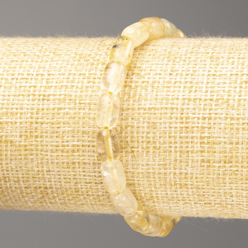 Brățară din piatră naturală citrin, mărgele tip baril, diametrul 9x6 mm, lungime 18 cm (pe elastic)