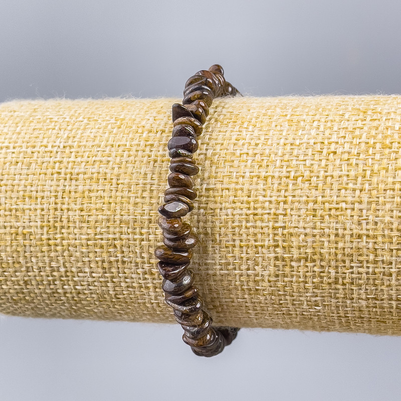 Brățară din bronzit, fragmente naturale, diametru 7x2 mm, lungime 18 cm (elastic)