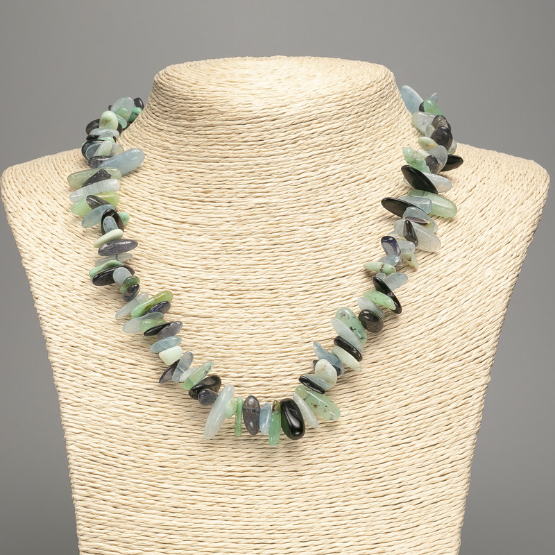 Colier din pietre naturale - amestec granule mici în formă de ac, diametrul 11x5-10x3 mm, lungime 50 cm +