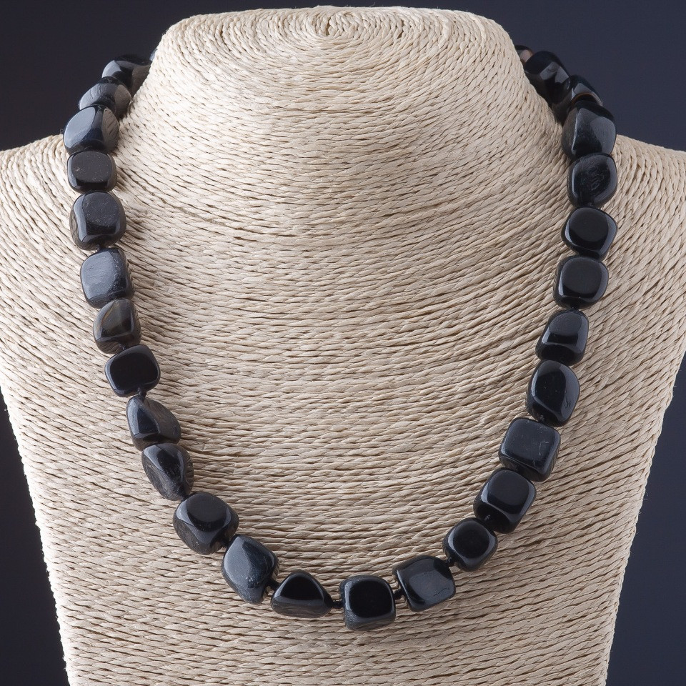 Colier ochi de șoim Cub cu fațete 8x12 mm, lungime 50 cm