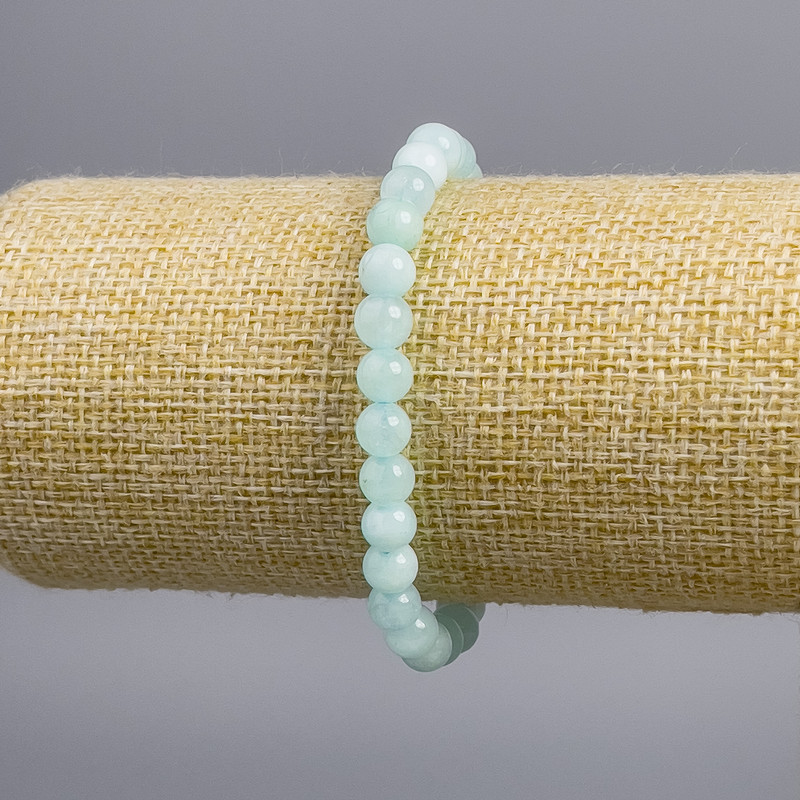 Brățară din larimar, mărgele netede, diametru 6 mm, lungime 18 cm, pe elastic