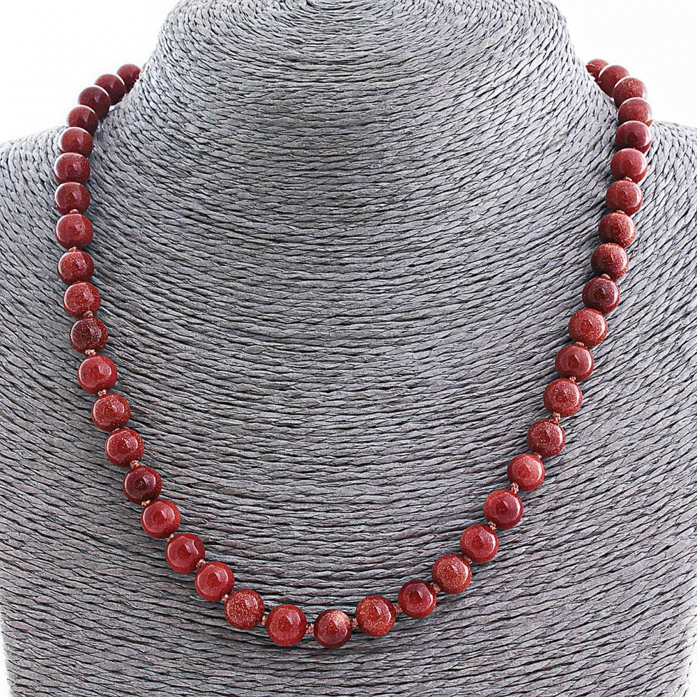 Colier din aventurin sintetic «Nisip auriu», mărgele 8 mm, lungime 50 cm+