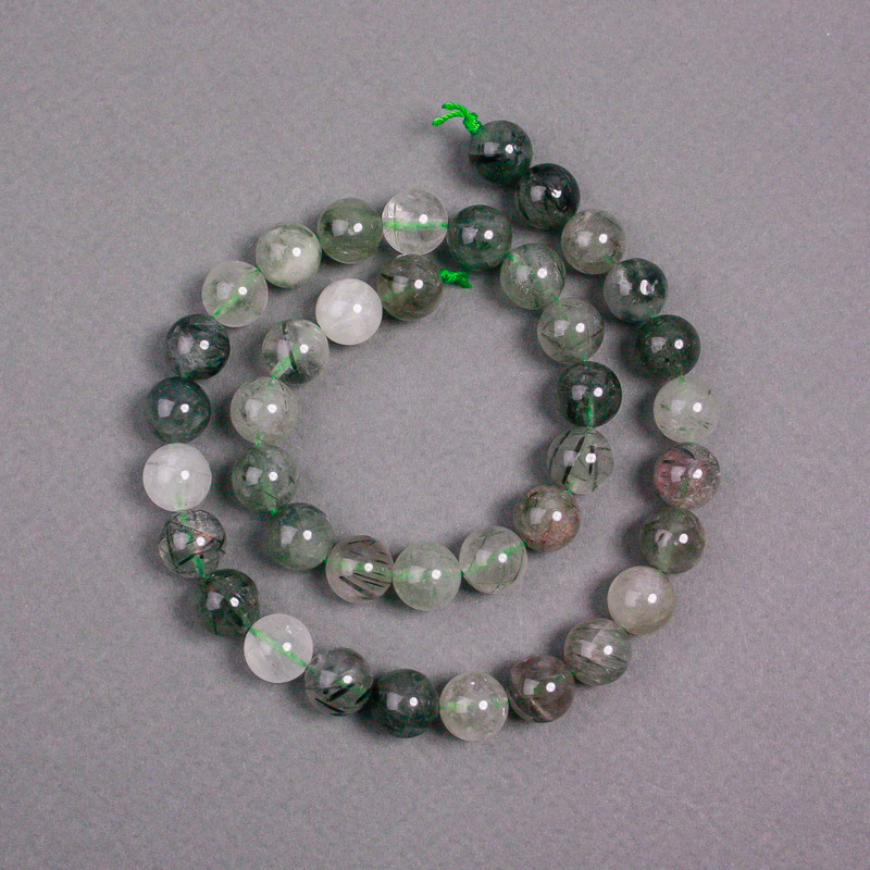 Mărgele pe șnur din cuarț rutilit, piatră naturală, bilă netedă, diametru 10 mm, lungime 39 cm