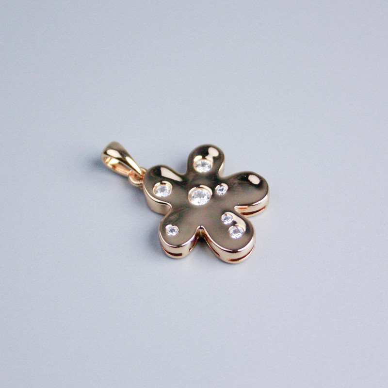 Pandant Xuping placat cu aur 18K, floare cu cristale albe, diametrul 19x18 mm+