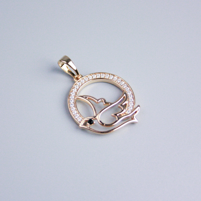 Pandant Xuping placare cu aur 18K porumbel cu cristale albe, diametrul de 19 mm+