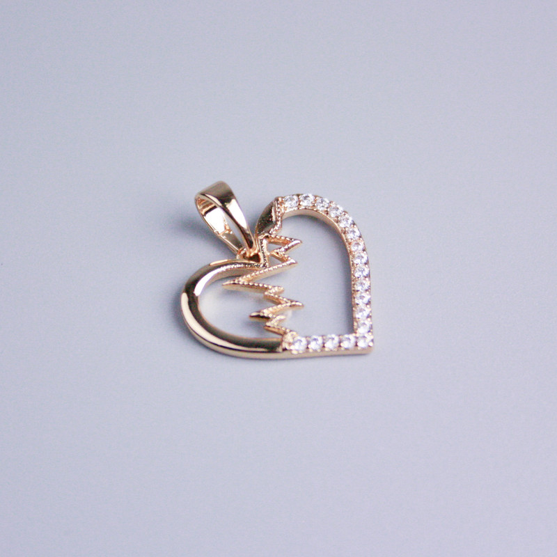 Pandantiv Xuping placat cu aur 18K «Inimă» cu cristale albe, diametru 13×18 mm+