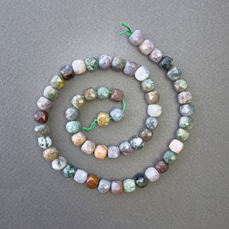 Mărgele din jasper verde, piatră naturală tăiată în formă de cub, diametrul 7×7 mm, lungime 39 cm, pe șnur