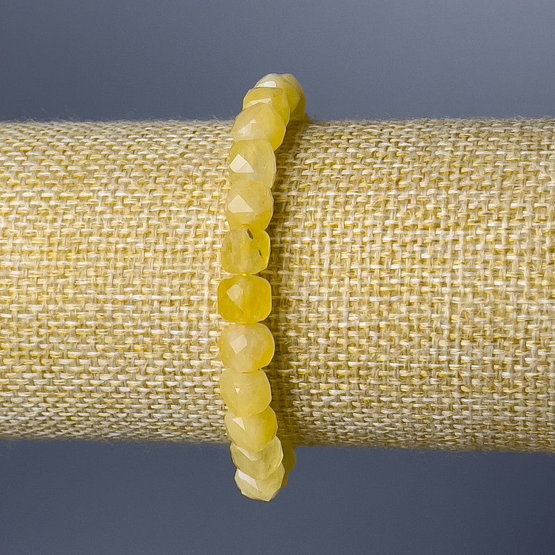 Brățară din citrin natural, tăiată în formă cubică, diametru 7 mm, lungime 18 cm (pe elastic)