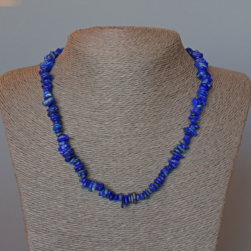 Colier din lazurit natural, mărgele tăiate facetate, diametru 7×2 mm, lungime 47 cm