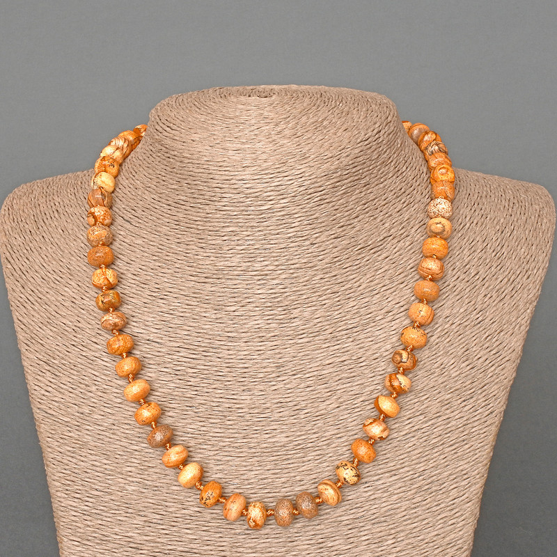 Colier cu jasper peisaj, piatră naturală, rondele netede, diametrul 9×7 mm, lungime 49 cm