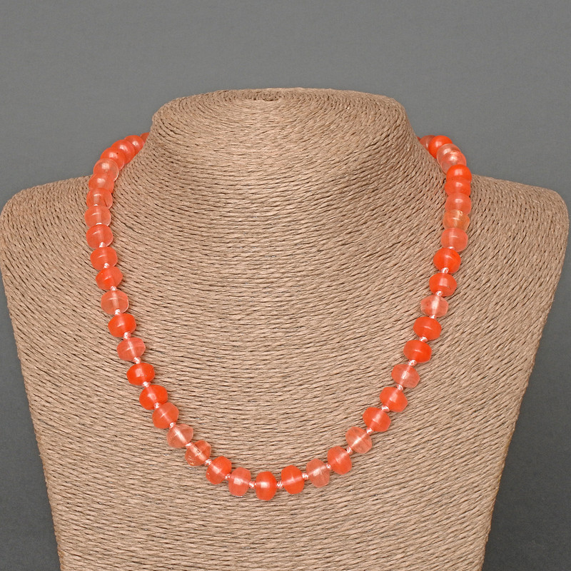 Colier din calcedon natural, mărgele rondel netede, diametrul 9×7 mm, lungime 49 cm