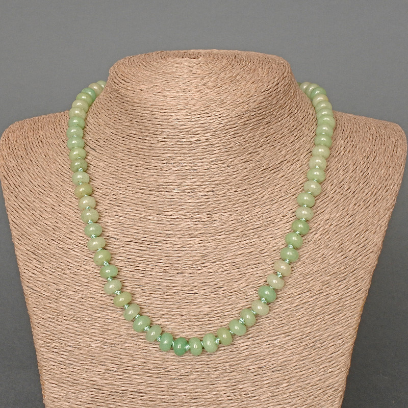 Colier din nefrit natural, rondel net, diametru 8x5 mm, lungime 48 cm